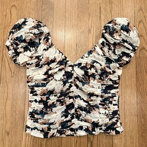 Abercrombie and fitch drama Puff Sleeve Top - Black and Cream large